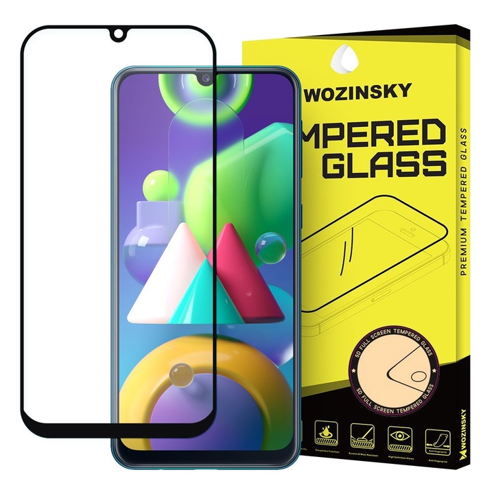 Стъклен протектор Wozinsky 9D Full Glue за Samsung M21 , Черен