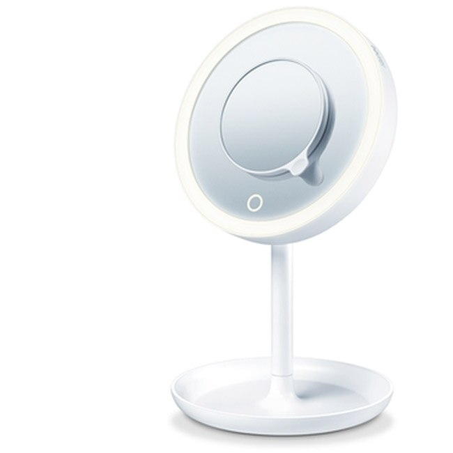 Oglinda cosmetica si iluminata Beurer BS 45, lumina LED, baterii , Alb