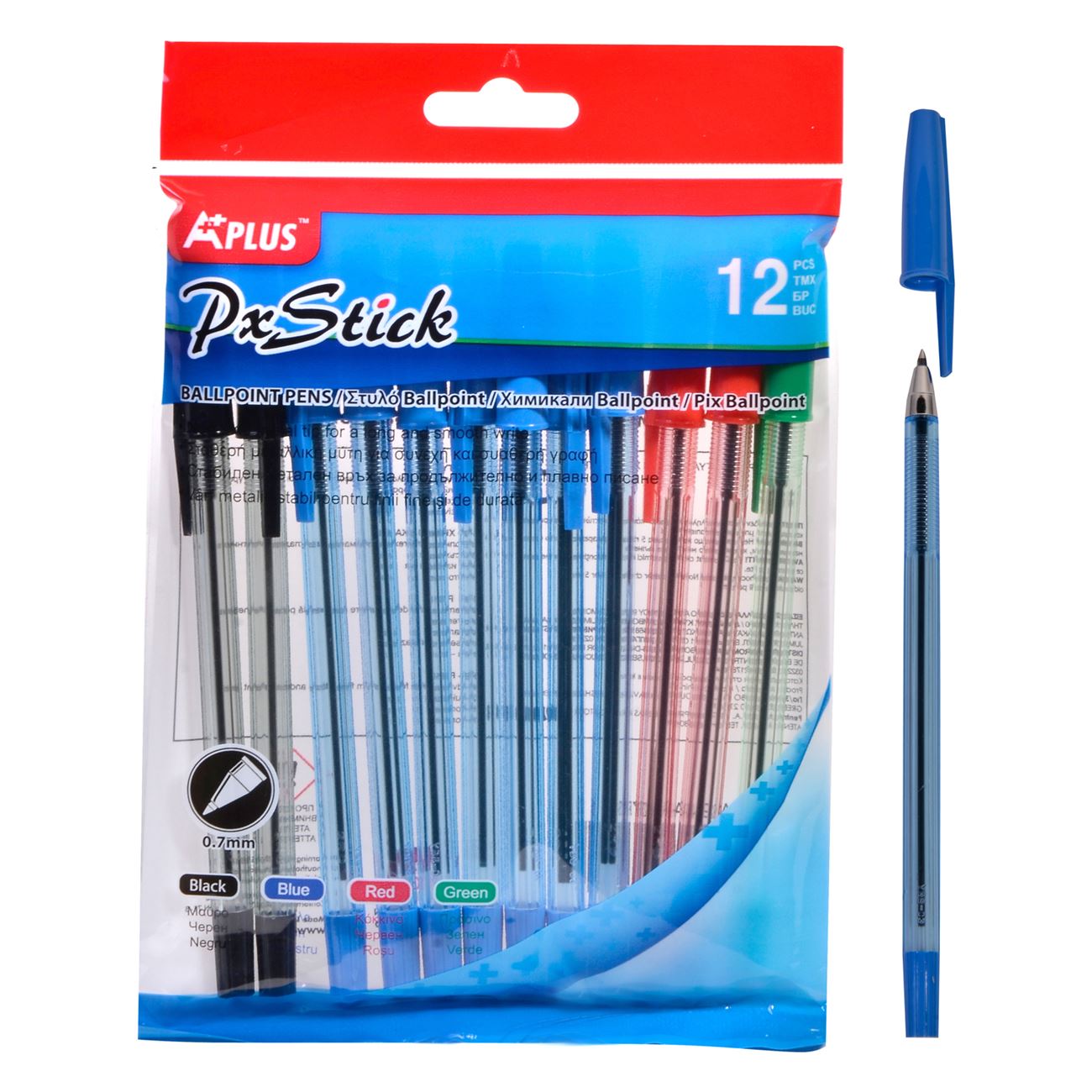 Set 12 pixuri, Zola®, 7 albastre, 2 negre, 2 rosii, 1 verde, 0.7 mm