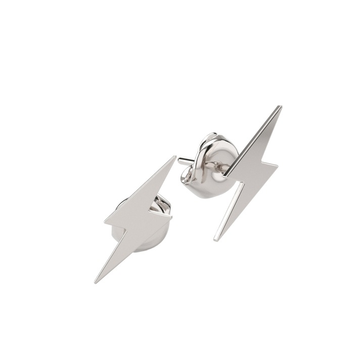 Adamant fehérarany fülbevalók, 14 karátos, Villám forma