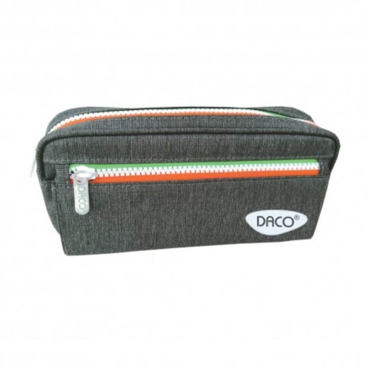 DACO kézitáska típusú toll, 22x11x8,5 cm, három cipzár, poliészter, szürke