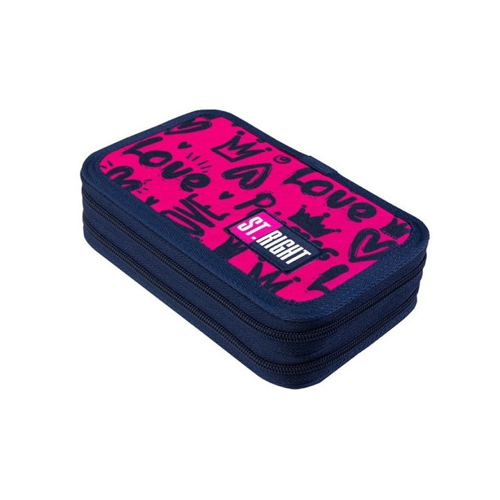 Penar echipat 2 fermoare, Majewski, Gama St. Right, Colectia Love, PC-04, 19x13x4.5 cm