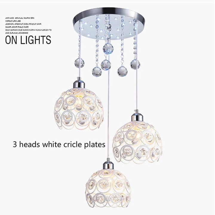 Полилей Trandafi Led LUSTRALED360, Кристал/Алуминий, IP 20, 3 x E27, 60W, 220 V, Бял/Хром