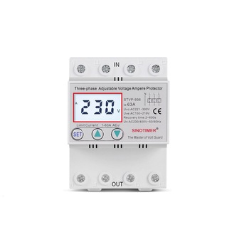 Releu TRIFAZIC siguranta digitala de protectie tensiune 380V, programabil intre 1-63A, STVP-936-80-63A, recuperare automata Releu TRIFAZIC siguranta digitala de protectie tensiune 380V, programabil intre 1-63A, STVP-936-80-63A, recuperare automata