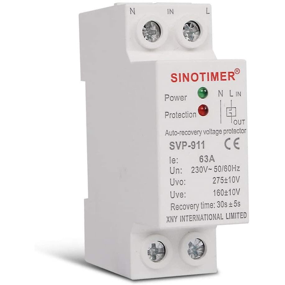 Releu siguranta digitala de protectie tensiune 63A, 230V, recuperare automata, SVP-911-63A