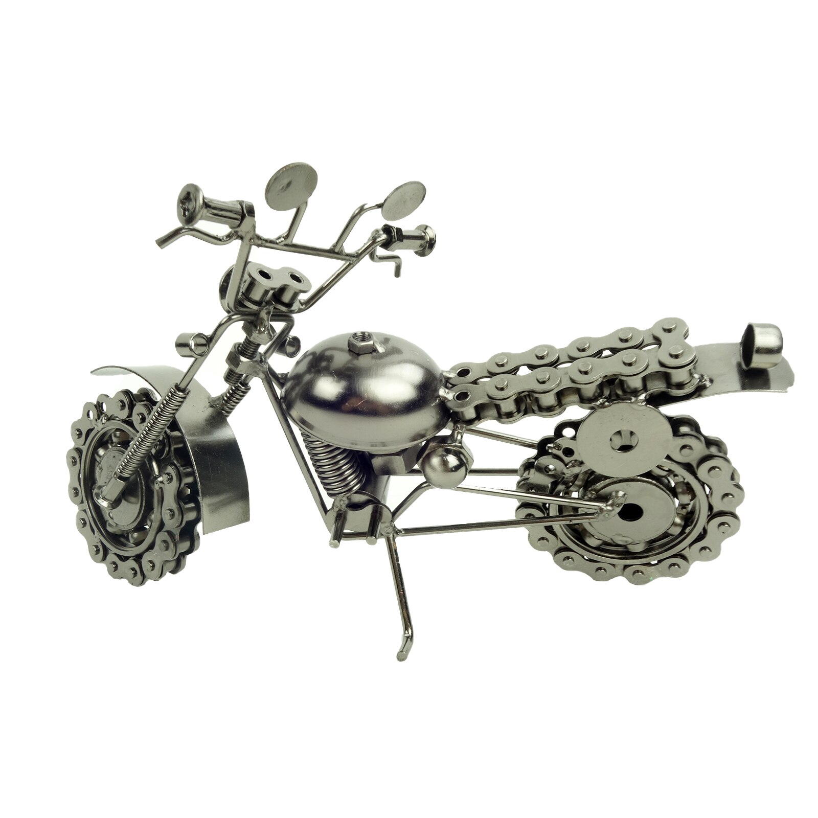 Motocicleta Steampunk, de colectie, 26 cm, din metal, culoare argintiu
