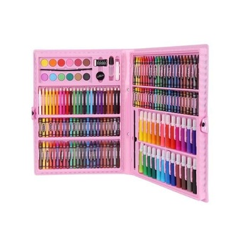 Set Complet pentru Desenat si Pictat, 168 de Elemente, Roz Set Complet pentru Desenat si Pictat, 168 de Elemente, Roz