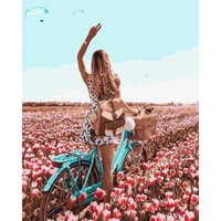 Set picturi pe numere, Acuarello, Freedom and Flowers, 40x50cm, culori acrilice, pensule, panza incadrata pe o rama de lemn