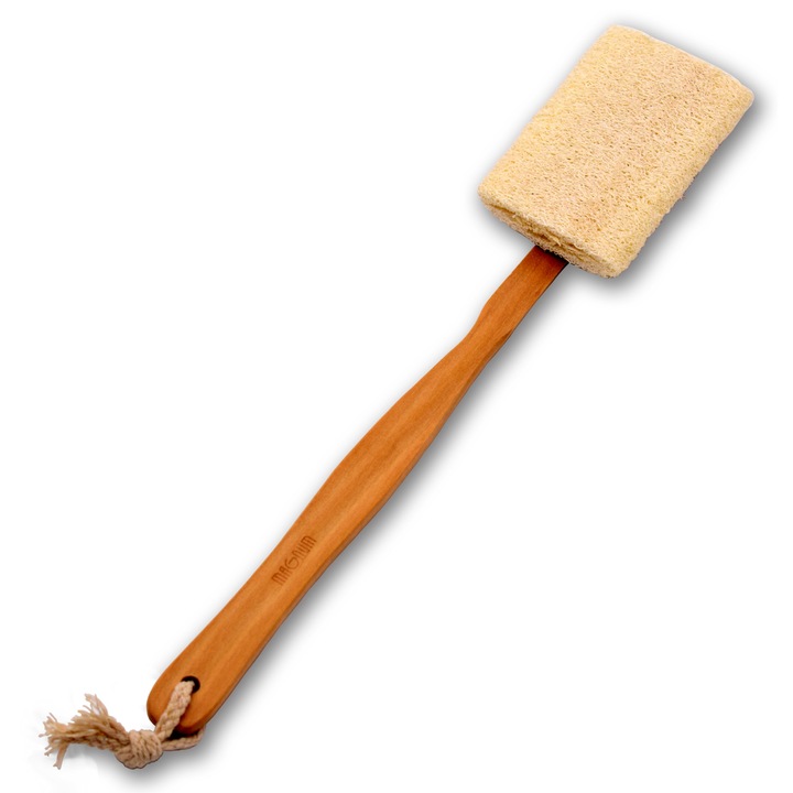 Четка за баня с естествена луфа MAGNUM Natural, дървена, бежав