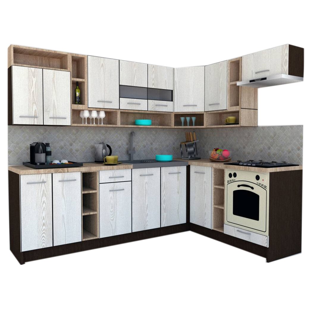Set Bucatarie de Colt Genarom COSSY NEW DR 180-260, Wenge / Decor K010