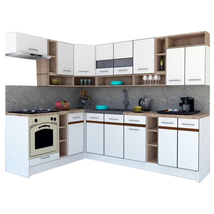 Set Bucatarie de Colt Genarom COSSY NEW ST 180-260, Alb