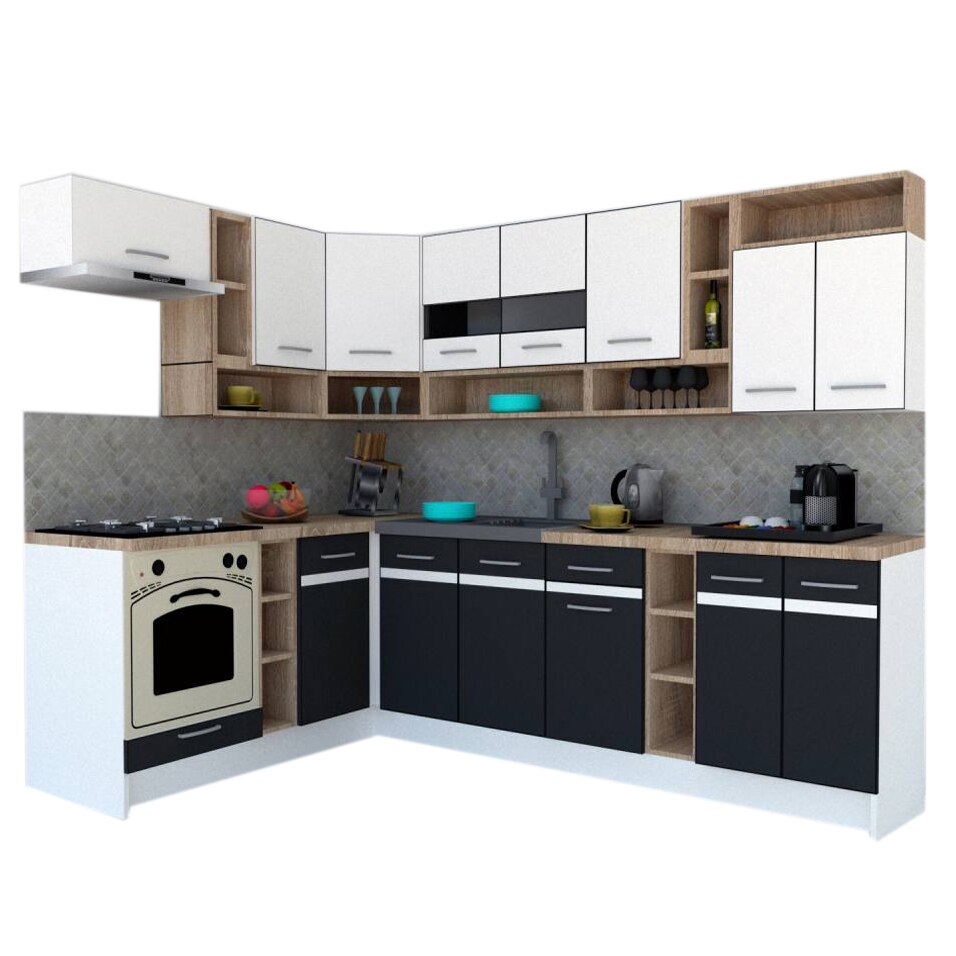Set Bucatarie de Colt Genarom COSSY NEW ST 180-260, Alb / Gri