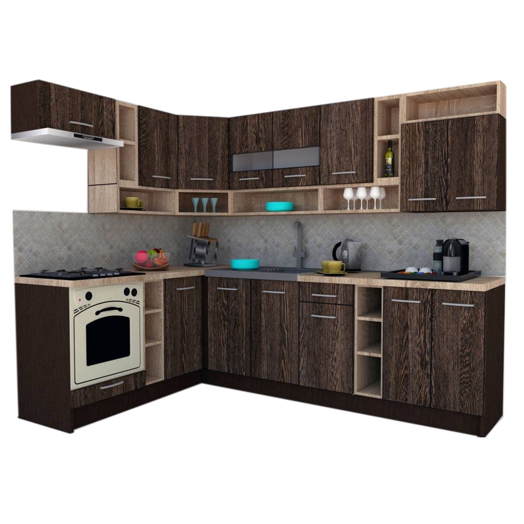 Set Bucatarie de Colt Genarom COSSY NEW ST 180-260, Wenge / Decor 7648