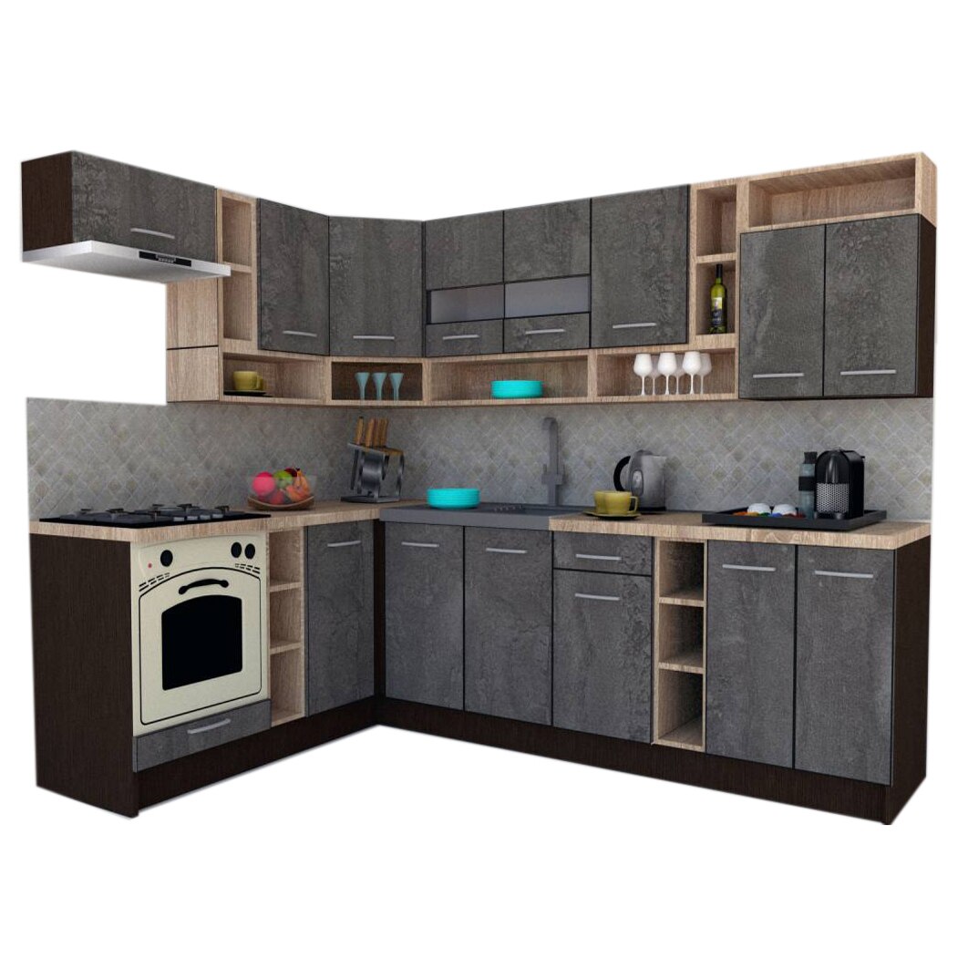 Set Bucatarie de Colt Genarom COSSY NEW ST 180-260, Wenge / Decor K352