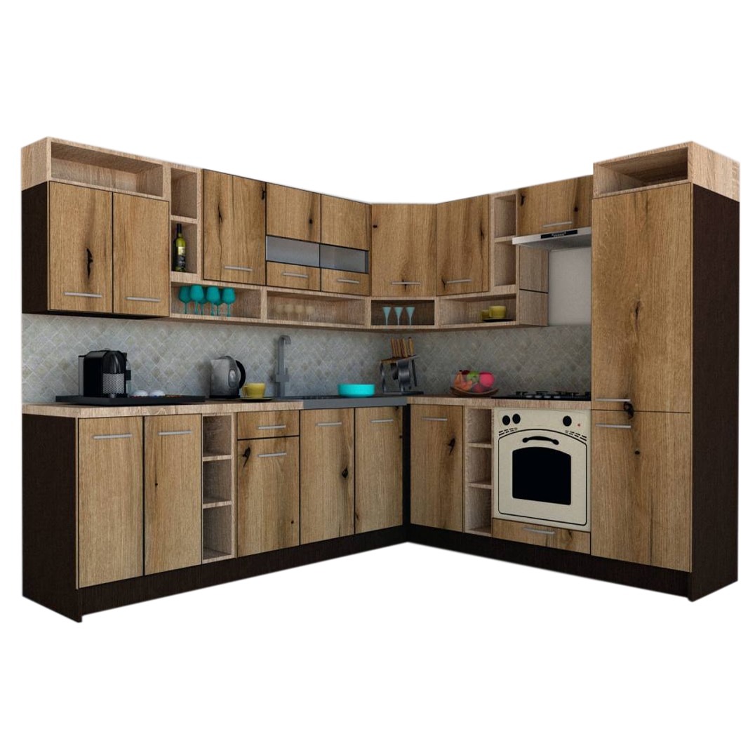 Set Bucatarie de Colt Genarom COSSY NEW DR 230-260, Wenge / Decor K365