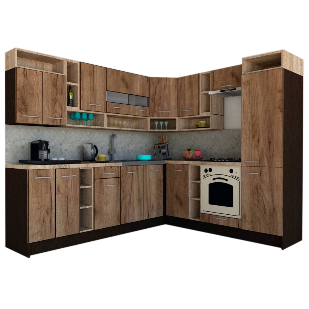 Set Bucatarie de Colt Genarom COSSY NEW DR 230-260, Wenge / Decor K004