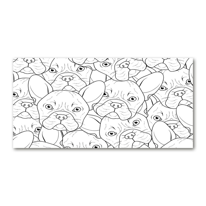 Pictura pe panza. 140 x 70cm. Decorarea peretilor "Bulldoguri franceze”