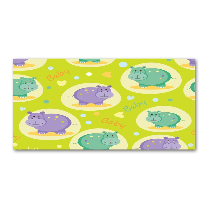 Pictura acrilica. 100x50cm. grafica pe perete. decoratiuni de perete "hipopotamii”