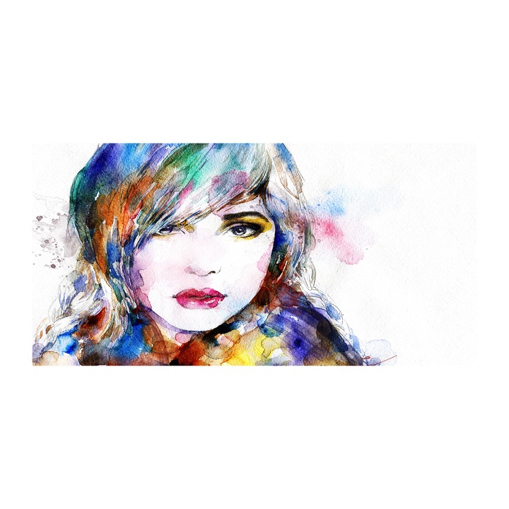 Pictura acrilica. 100x50cm. grafica pe perete. decoratiuni de perete "Chipul unei femei”