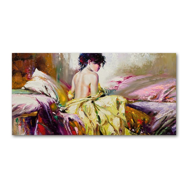 Panou de bucatarie, din sticla, 100x50 cm "Femeie pe jumatate dezbracata”