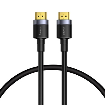 Cablu Baseus, Cafule, CADKLF-E01, HDMI-HDMI 2.0 Rezolutie 4K 60Hz, Conectori placati cu aur 24K, Lungime 100 cm, Negru/Gri, PVC Cablu Baseus, Cafule, CADKLF-E01, HDMI-HDMI 2.0 Rezolutie 4K 60Hz, Conectori placati cu aur 24K, Lungime 100 cm, Negru/Gri, PVC