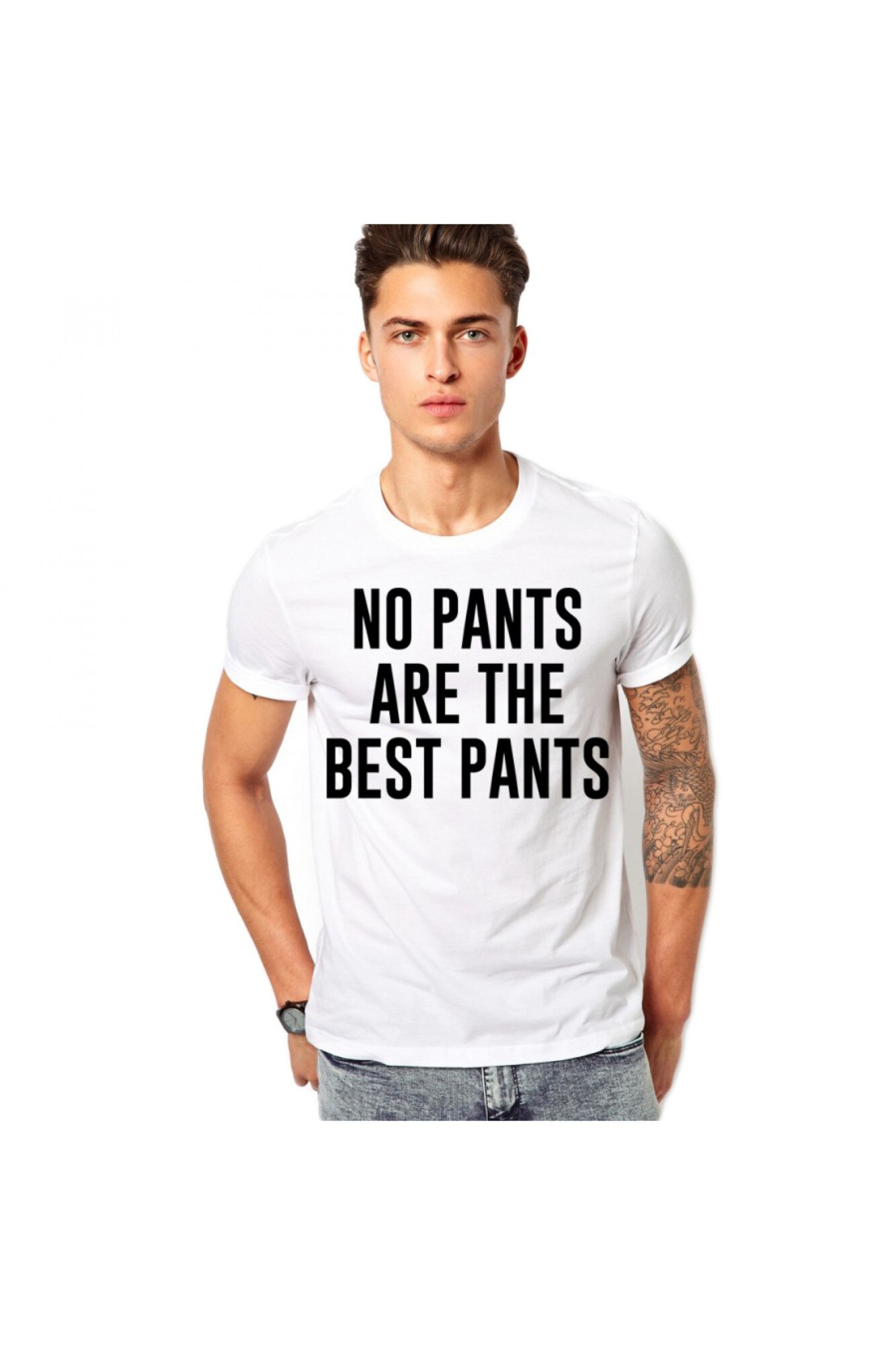 Tricou alb barbati - No pants