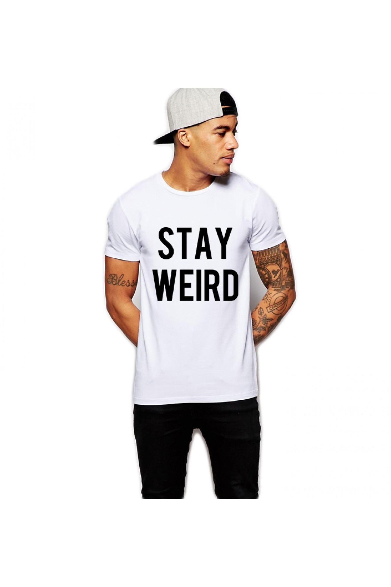 Tricou alb barbati - Stay Wired