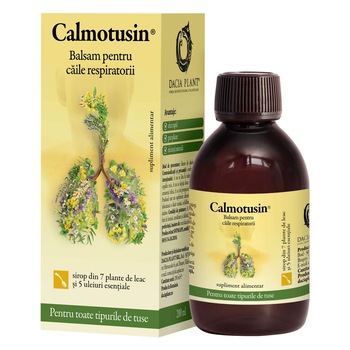 Calmotusin, Balsam pentru caile respiratorii din 7 plante de leac si 5 uleiuri esentiale, Dacia Plant, 200 ml Calmotusin, Balsam pentru caile respiratorii din 7 plante de leac si 5 uleiuri esentiale, Dacia Plant, 200 ml