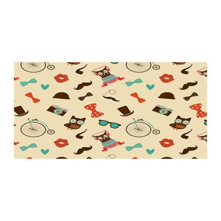 Pictura pe panza. 140 x 70cm. Decorarea peretilor "Bufnite hipster”