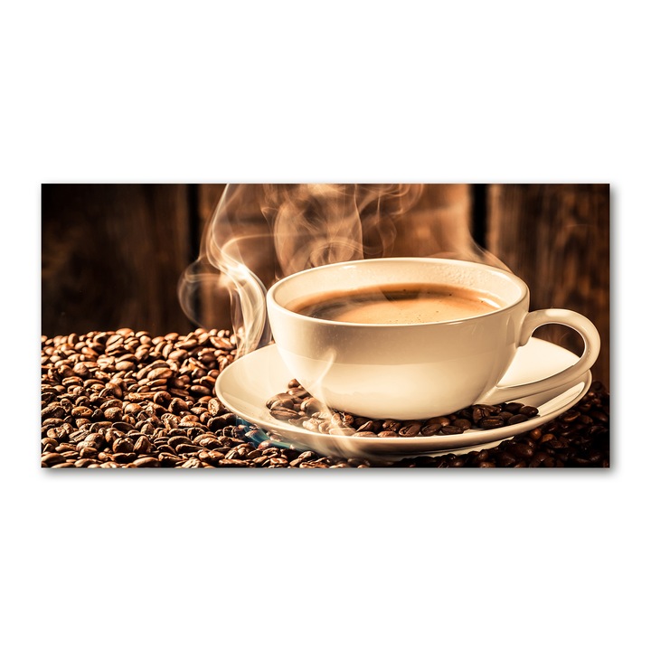 Panou de bucatarie, din sticla, Placi decorative din sticla, Cafea aromatica, 100x50 cm