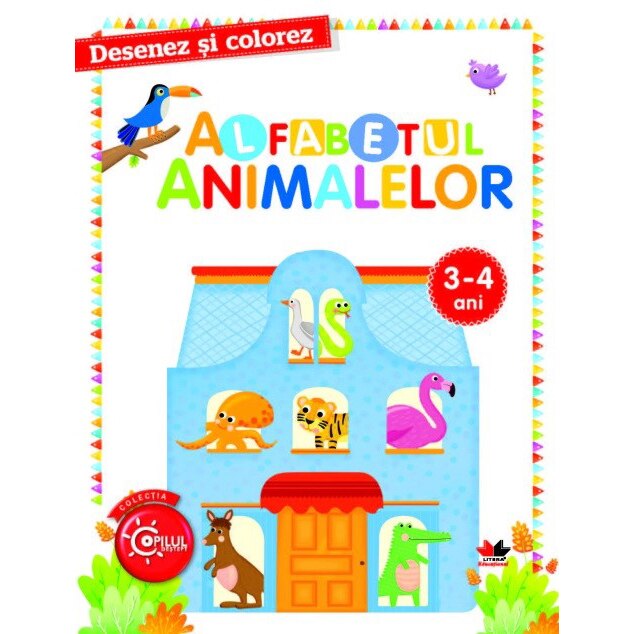 Desenez si colorez. Alfabetul Animalelor. 3-4 Ani