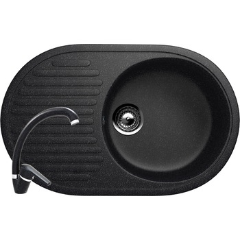 Set Chiuveta ovala Compozit Bucatarie Ulgran U-107-308, Negru, Reversibila, Sifon Complet inclus + Baterie Fleko FZUF-MD275, Negru, Monocomanda Set Chiuveta ovala Compozit Bucatarie Ulgran U-107-308, Negru, Reversibila, Sifon Complet inclus + Baterie Fleko FZUF-MD275, Negru, Monocomanda