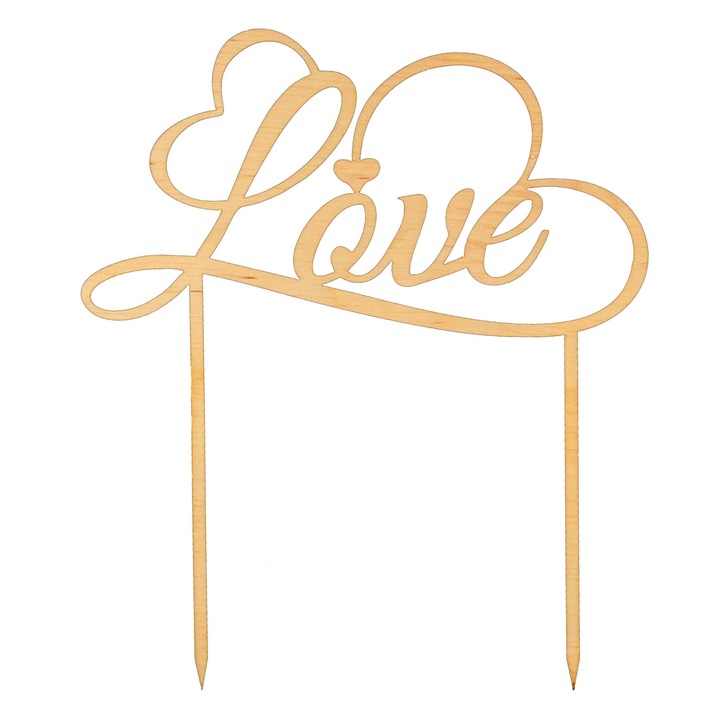 Topper tort din lemn Love 20 x 17 x 0,3 cm