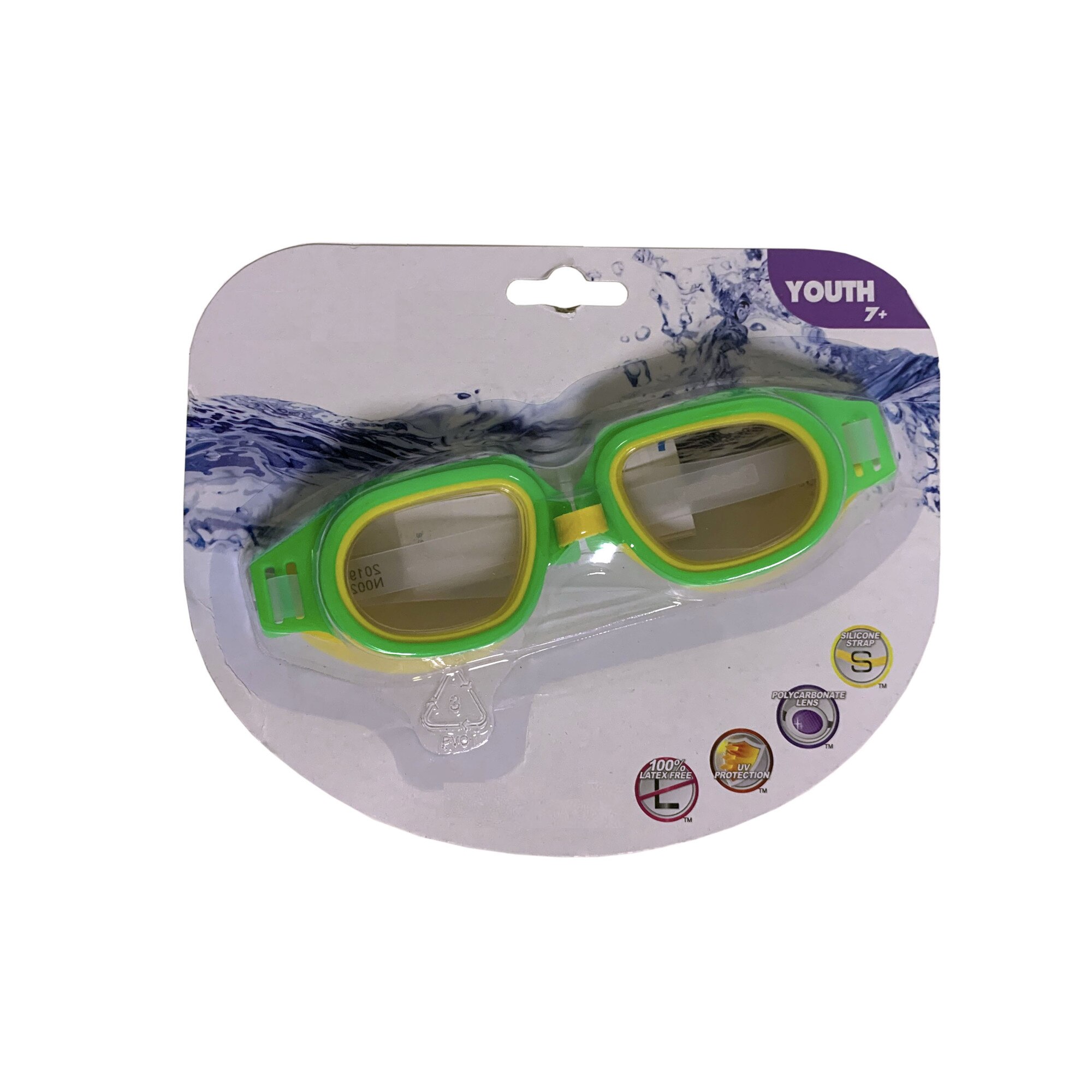 Ochelari de inot Bibilel, Varsta 7+ ani, Verde cu Galben, BBL1657