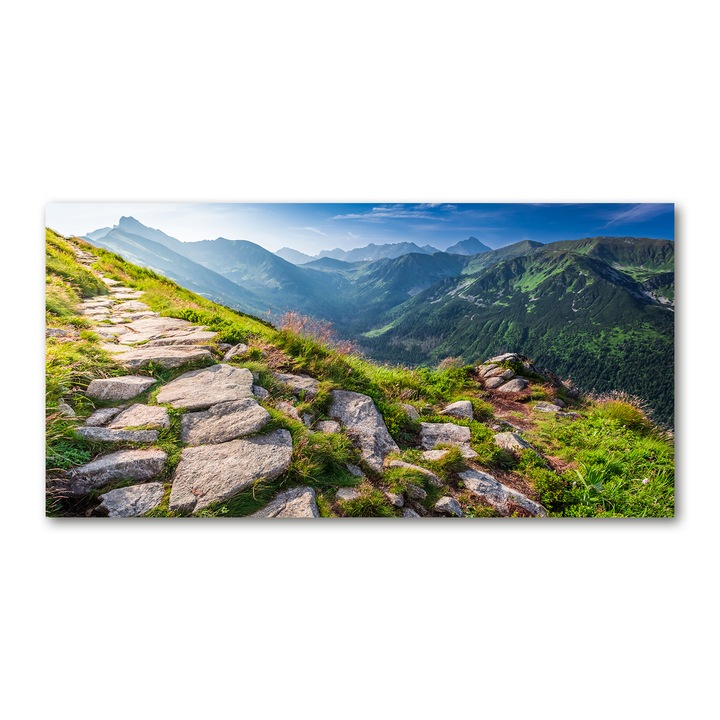 Üvegkép, 140x70 cm, Nyomtatott fali dekoráció, "Tatra Dawn", tw2-osh2s-140x70-f-101364887