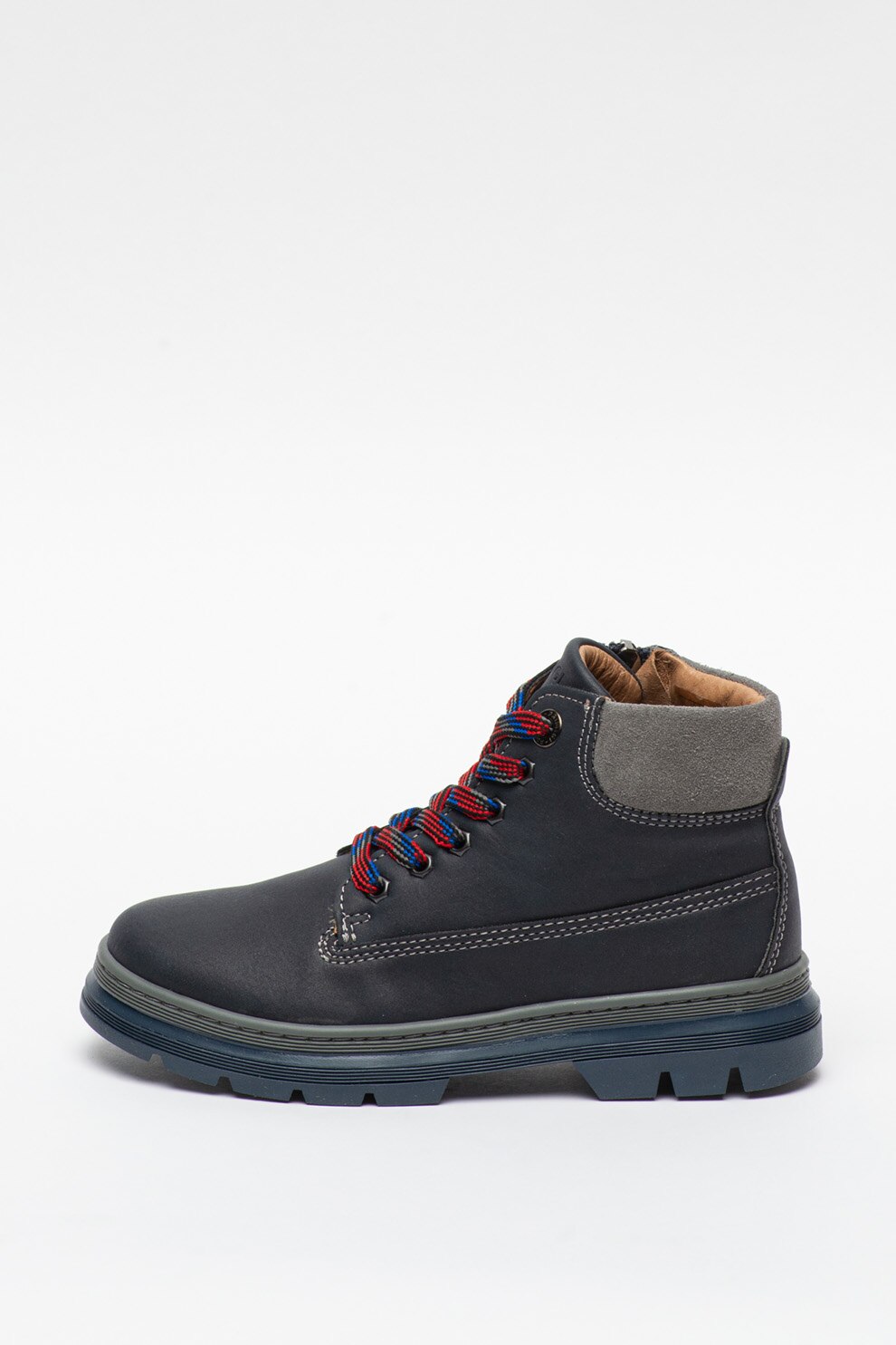 Primigi, Ghete de piele ecologica cu fermoar, Gri inchis, 22 EU