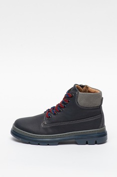 Primigi, Ghete de piele ecologica cu fermoar, Gri inchis, 22 EU Primigi, Ghete de piele ecologica cu fermoar, Gri inchis, 22 EU