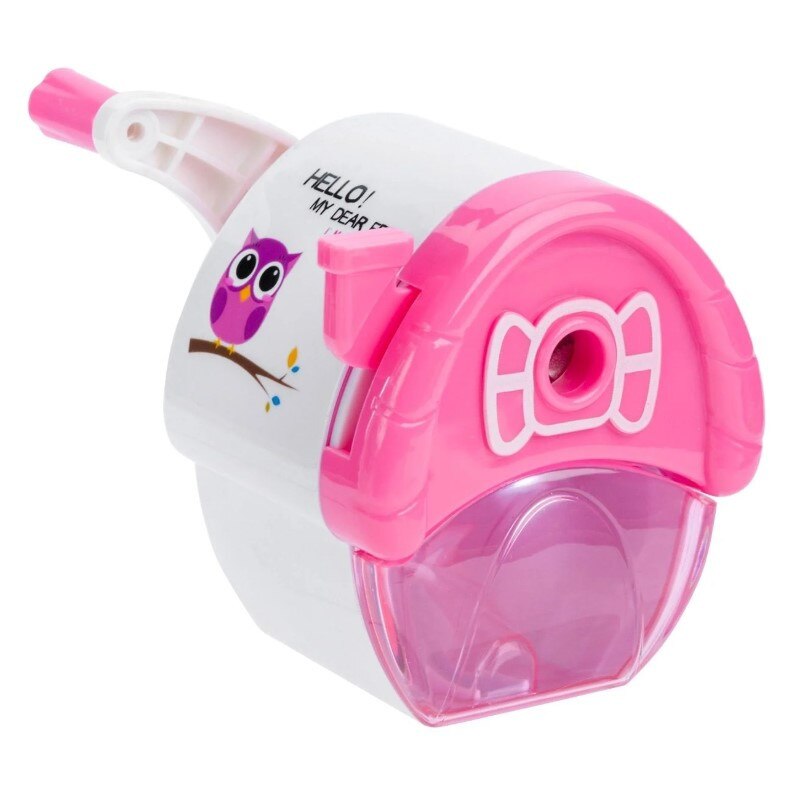Ascutitoare mecanica, Zola®, model cu pasare pe crenguta, alb / roz