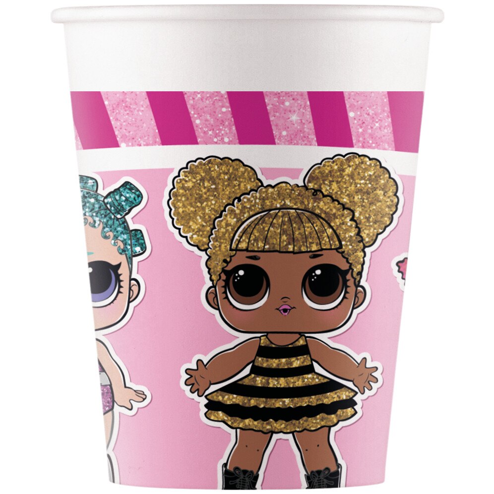 Set 8 pahare din carton decor LOL, capacitate 200 ml