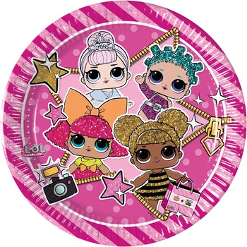 Set 8 farfurii party din carton LOL, dimensiune 20 cm Set 8 farfurii party din carton LOL, dimensiune 20 cm
