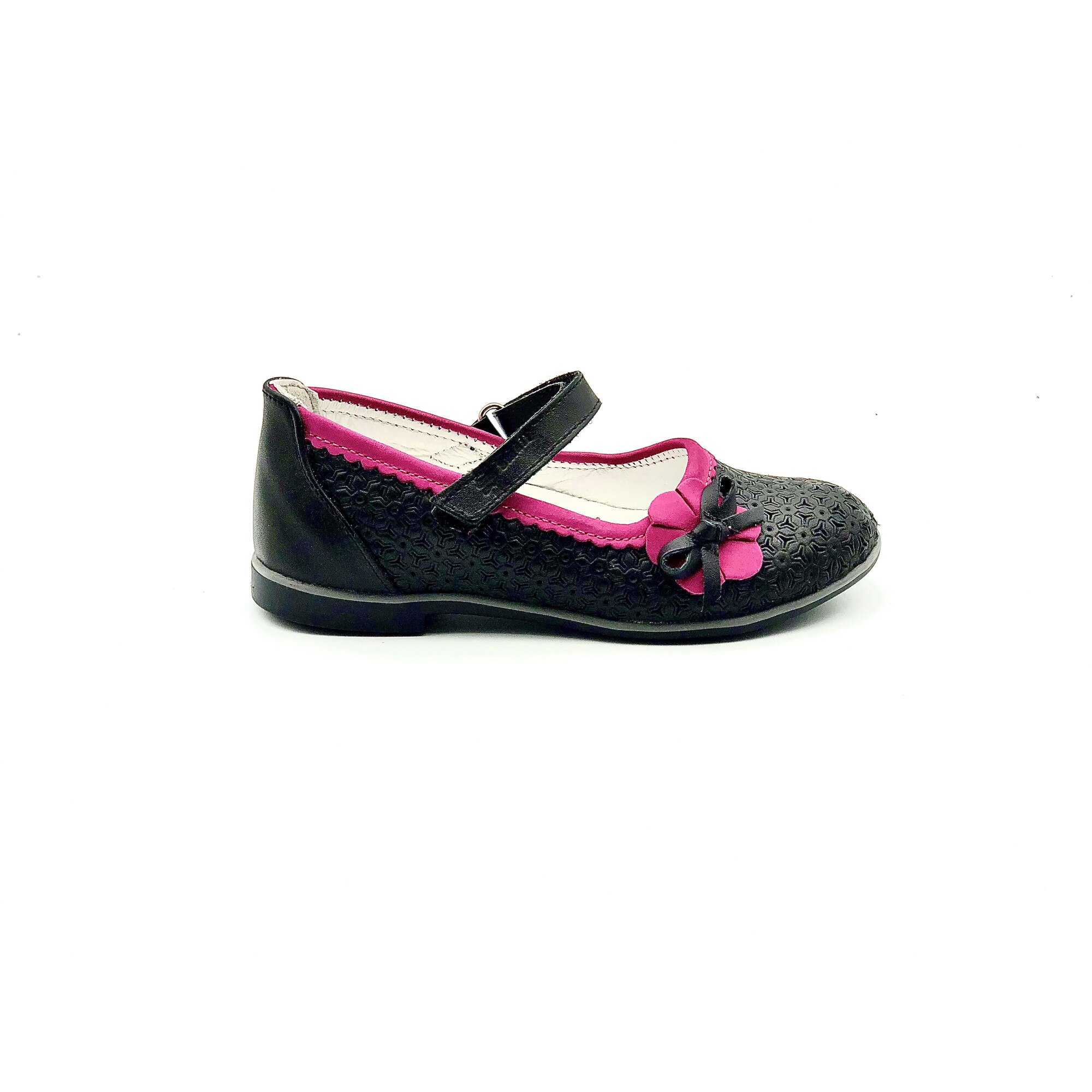 Pantofi ortopedici copii Sibel Bebe, piele naturala, EVO816, Negru/Roz