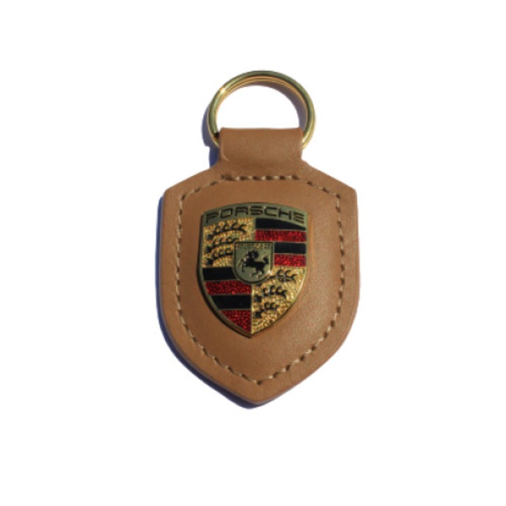 Breloc Porsche Shield, multicolor/maro, piele