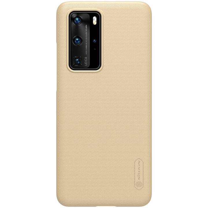 Husa Nillkin Ultra Grip Shield Case Compatibil cu Huawei P40 Pro, Design texturat, Suport telefon inclus in pachet, Auriu