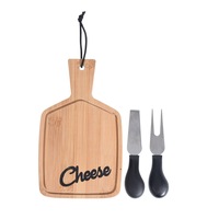 Set platou bambus + 2 cutite pentru branzeturi, 20x12 cm