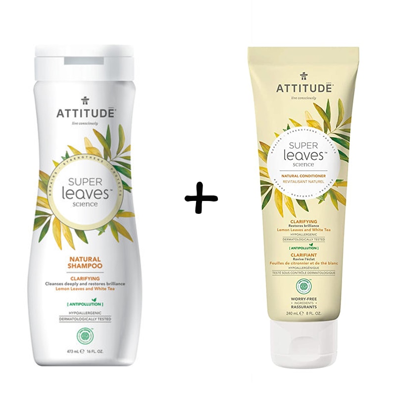 Pachet Sampon ecologic Attitude Superleaves pentru par gras, 473 ml + Balsam ecologic pentru par gras, 240 ml