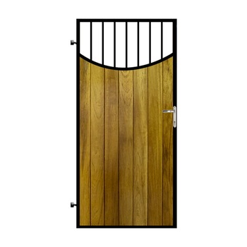 Poarta pietonala din otel si lemn, model PP-11, vopsita cu lac pentru lemn in diferite nuante Poarta pietonala din otel si lemn, model PP-11, vopsita cu lac pentru lemn in diferite nuante