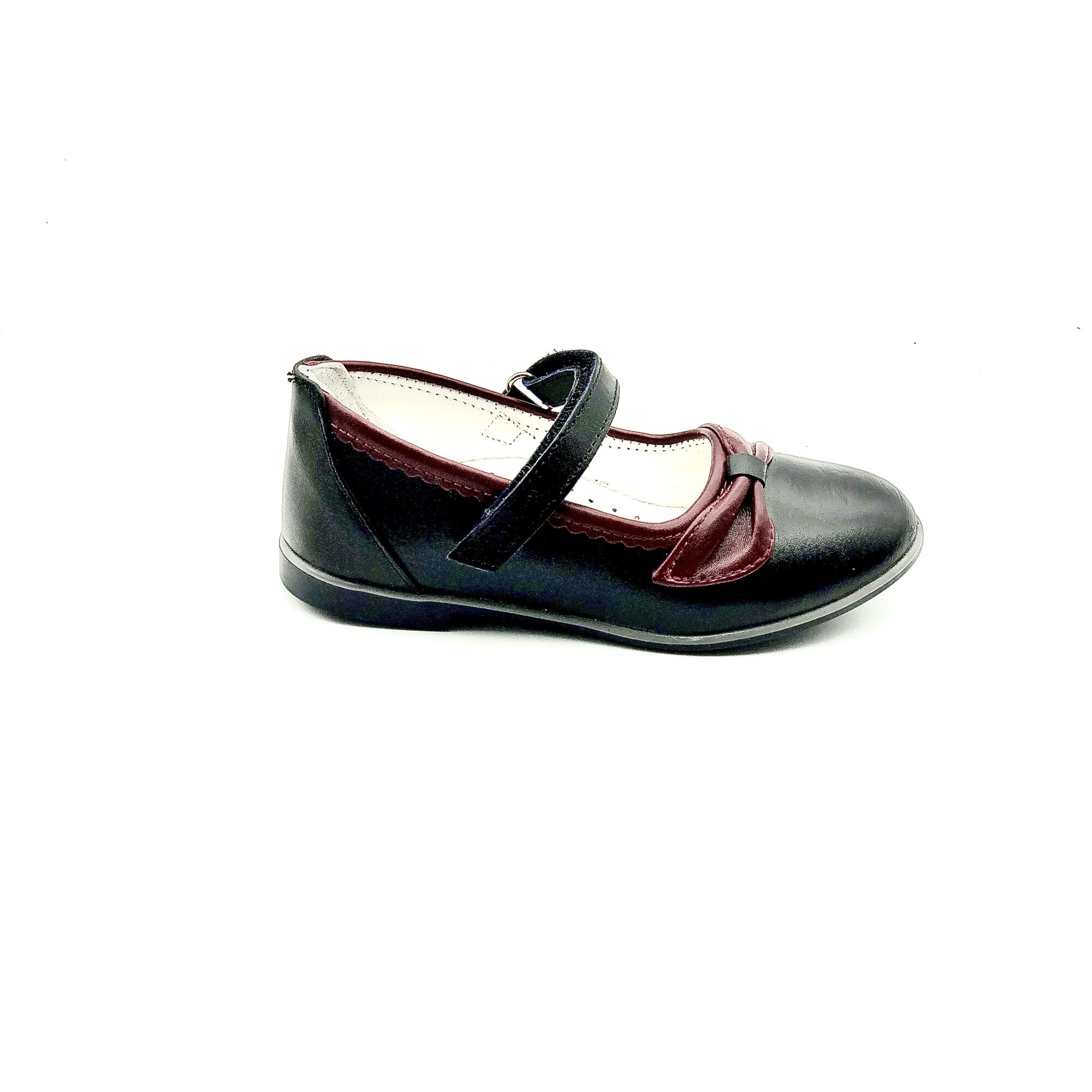Pantofi ortopedici copii Sibel Bebe, piele naturala, EVO821, Negru/Bordo