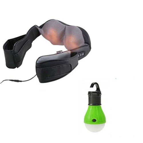 Pachet Aparat Profesional De Masaj Cu 4 butoane, GAIA ,Infrarosu si Functia de Caldura Pentru Umeri,Gat,Cap,Spate,Picioare,Abdomen + Bec Camping Verde,GAIA