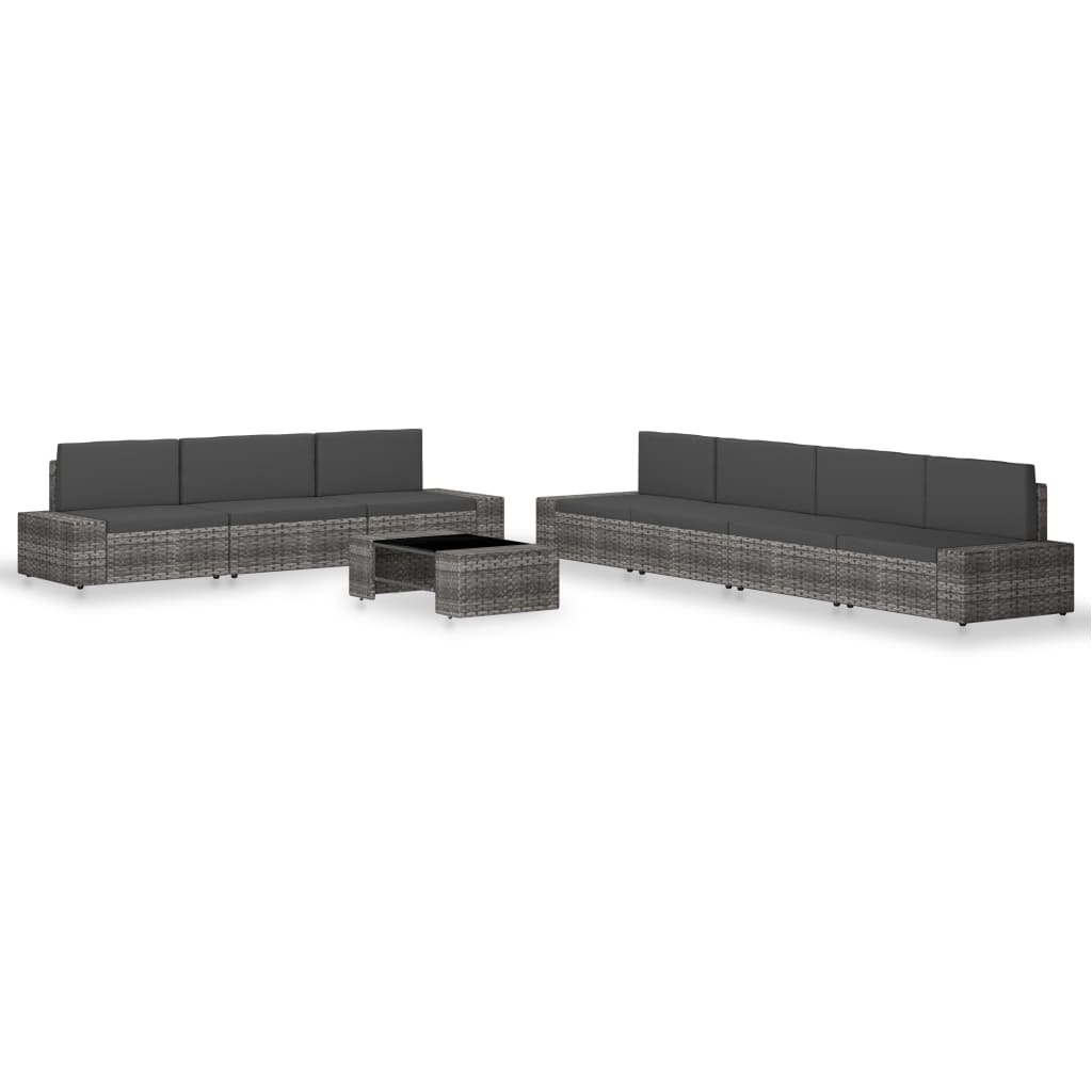 Set mobilier de gradina 8 piese, canapele si masa, vidaXL, Poliratan, Gri