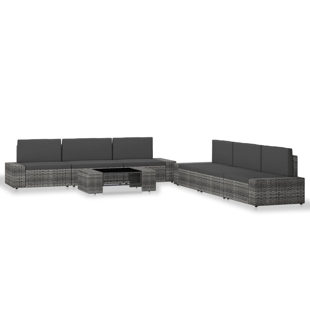 Set mobilier de gradina 7 piese, canapele si masa, vidaXL, Poliratan, Gri